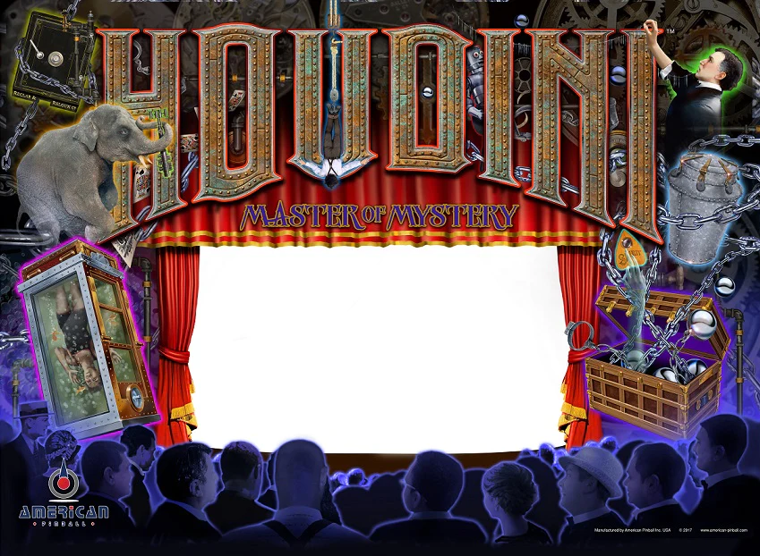 Houdini Pinball Screened BackGlass